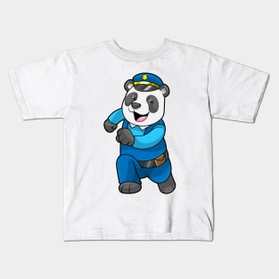 Panda as Police officer with Police hat Kids T-Shirt